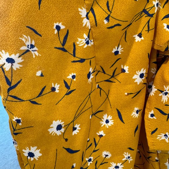 Mustard Yellow Floral Wrap Dress - Picture 4 of 5